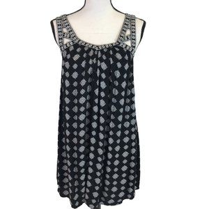 Maurices Womens Black White Embroidered Strapy Open Back  Summer Dress Size S